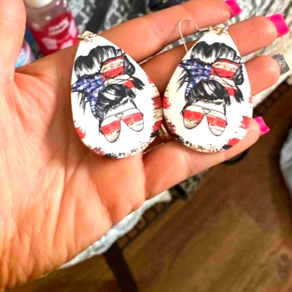 American Teardrop Earrings - Picture 3 of 3